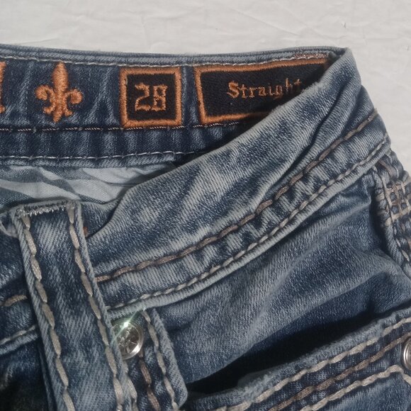 Rock Revival W Betty Distressed Straight Embellished Jeans Size 28 E8441J21A - Picture 8 of 8